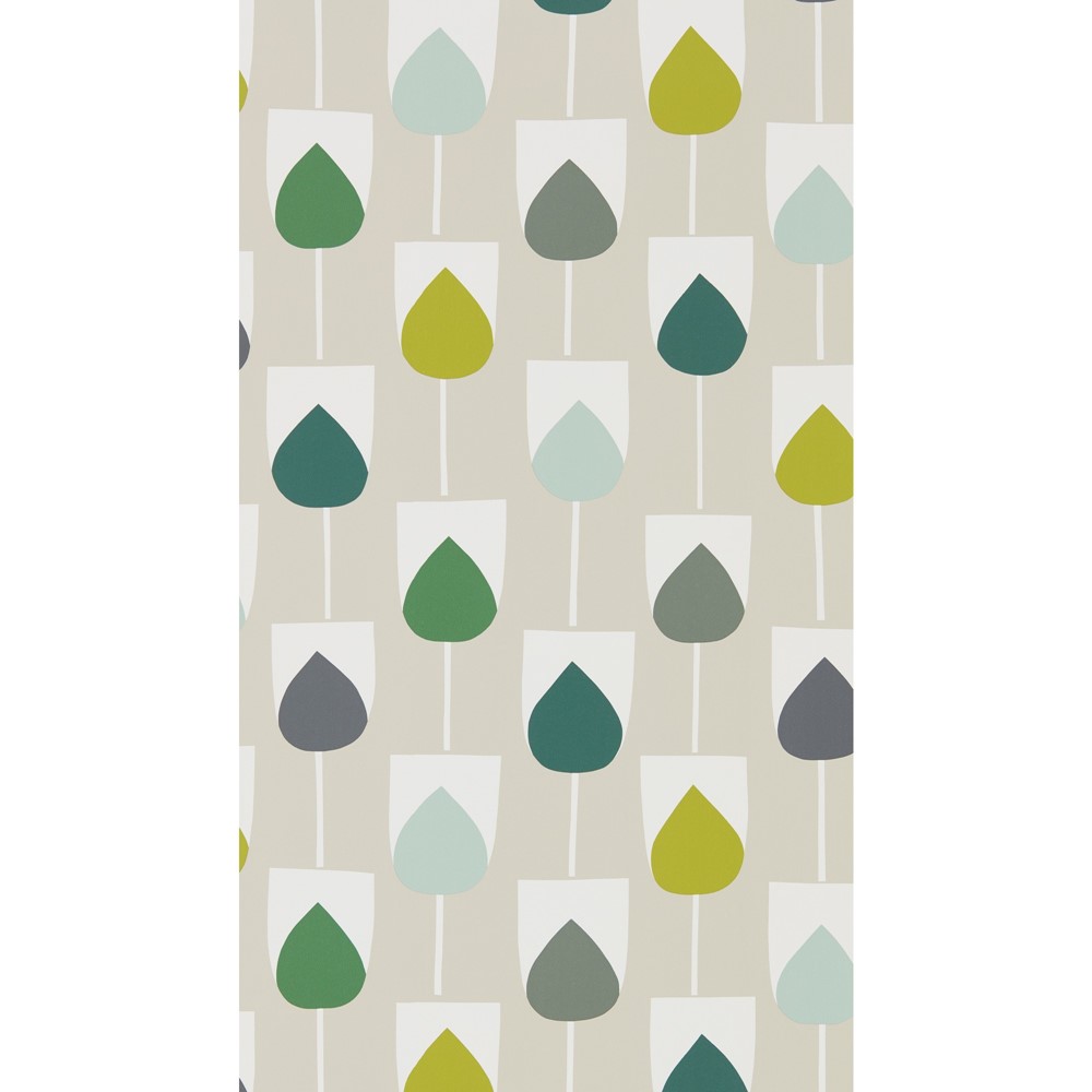 Sula Tulips Wallpaper 111321 by Scion in Juniper Kiwi Hemp